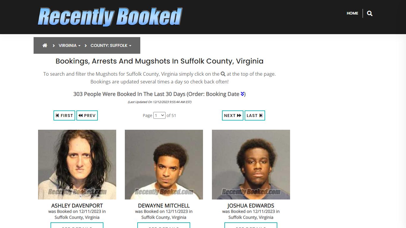Recent bookings, Arrests, Mugshots in Suffolk County, Virginia