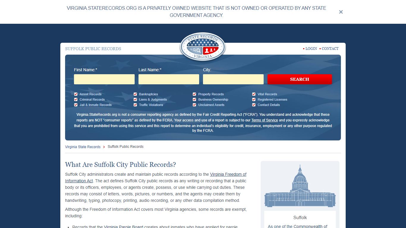 Suffolk Arrest and Public Records | Virginia.StateRecords.org